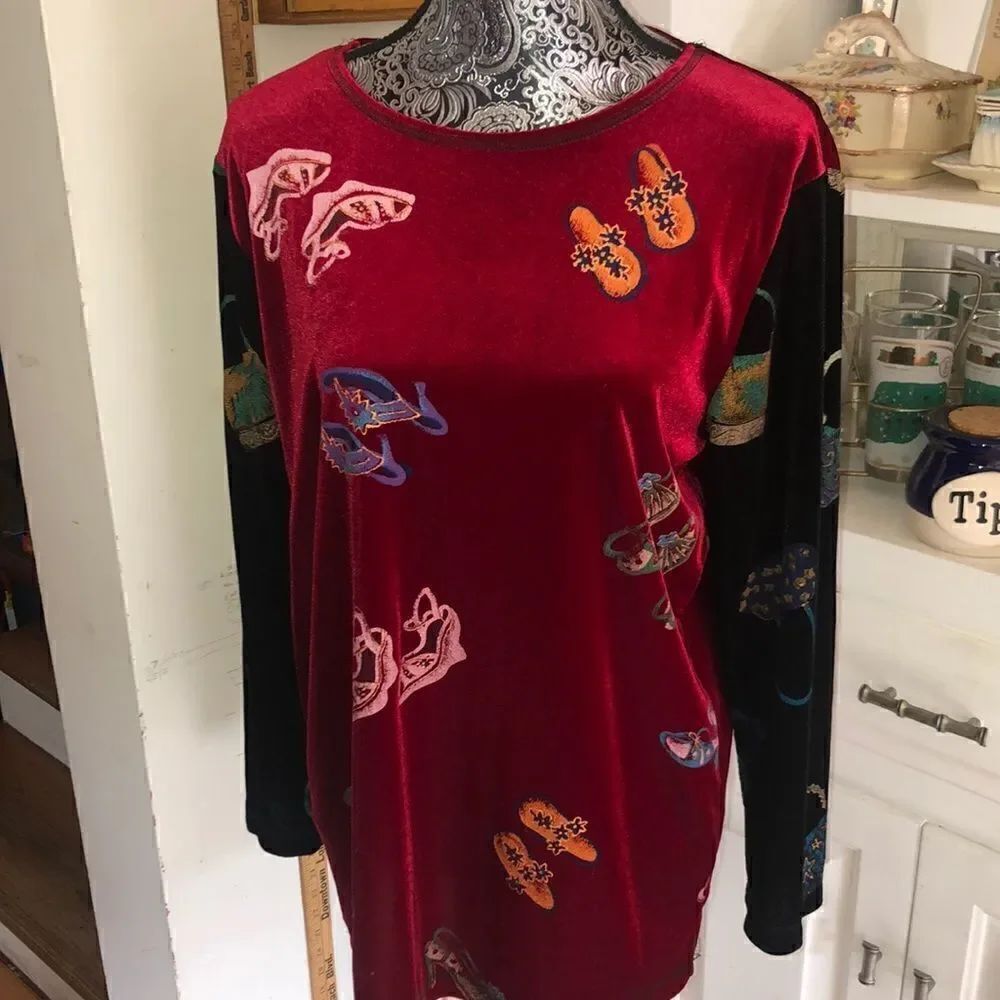 FUN Vintage 1980s Velour Shoes & Bag Tunic by CoConut Bay Made in USA 🇺🇸